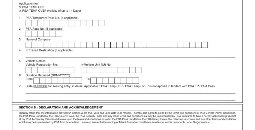 Stage # 3 in filling out psa pass centre