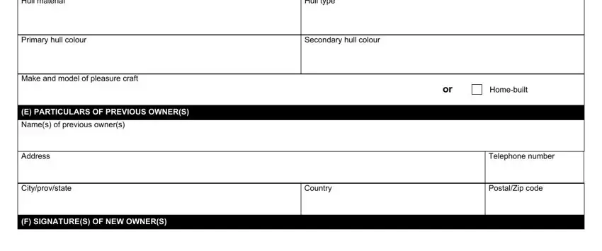 Apply For Form 84 step 2 showing hull details and ownership sections