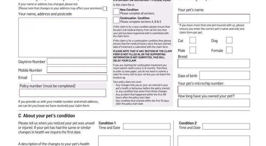 Writing segment 1 of argos claim form