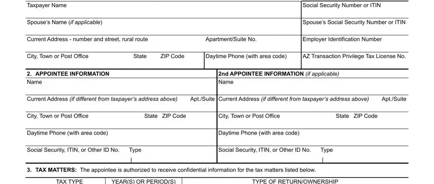Step 1 in filling in Arizona Form 285 disclosure authorization