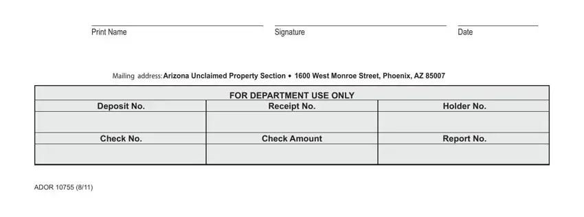 Arizona Form 650A certification and submission page