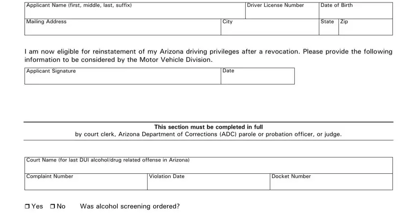 Completing section 3 in az mvd revocation packet