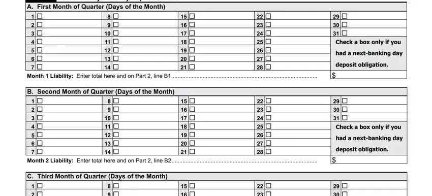 Arizona Form A1-QRT monthly liability section (step 4)