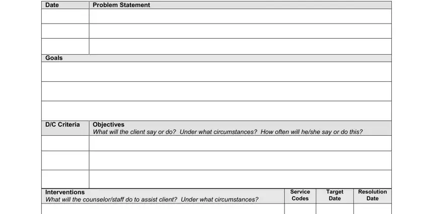 treatment plan problem sample completion process outlined (portion 5)