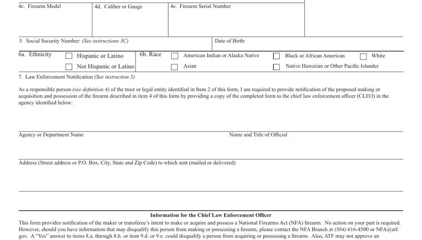 Part no. 2 in submitting form firearms