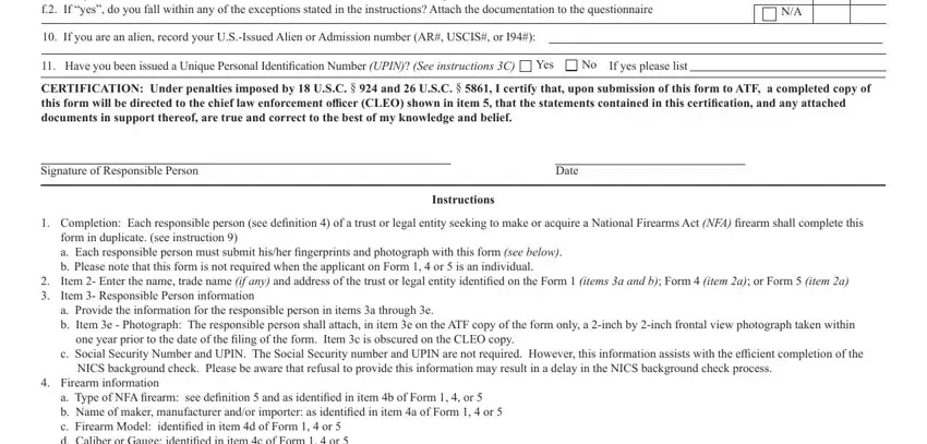 Stage # 4 of filling in form firearms