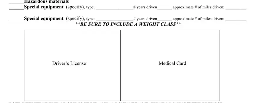 Filling out segment 2 in driver proficiency authorized vehicles form
