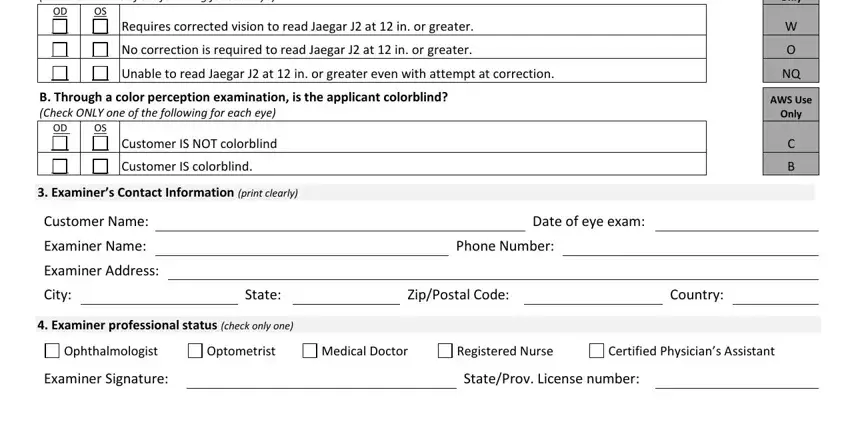 Stage number 2 of filling in cwi visual acuity form