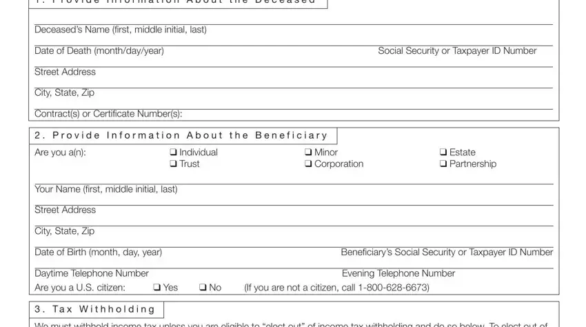 AXA Distribution Form beneficiary information fields