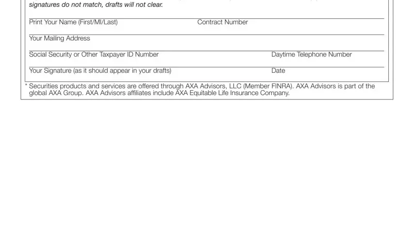 AXA Distribution Form signature and final fields