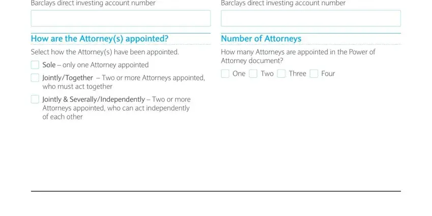 Attorney appointment section in the Barclays form