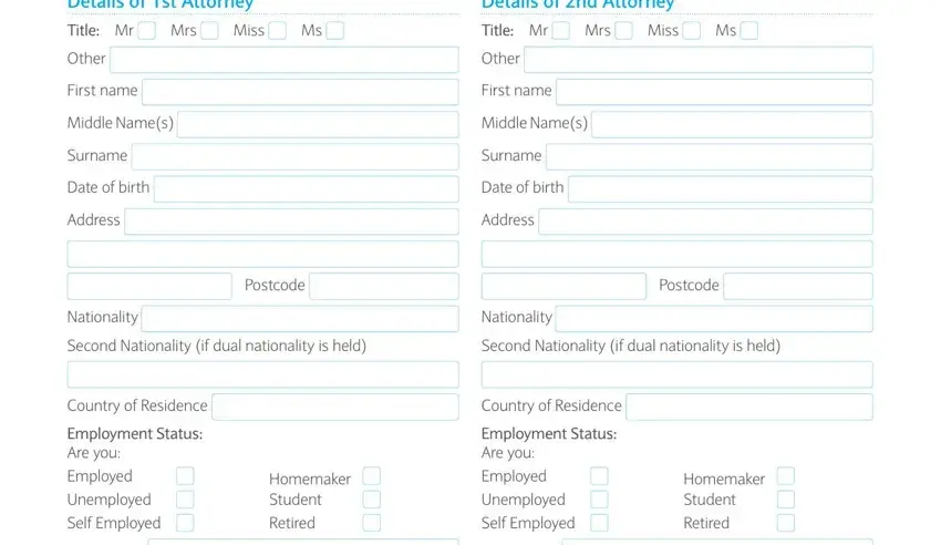 Attorney personal details section of the Barclays form