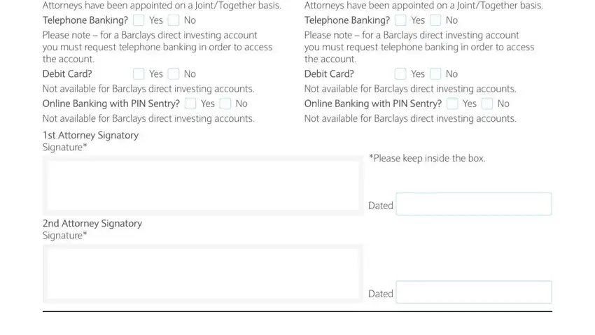 Access options section in the Barclays form