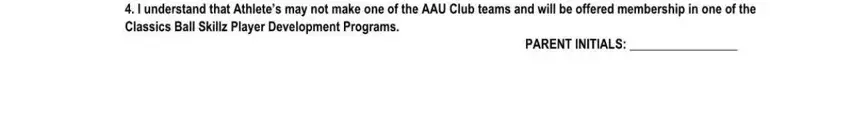 Basketball tryout registration form completion - stage 3