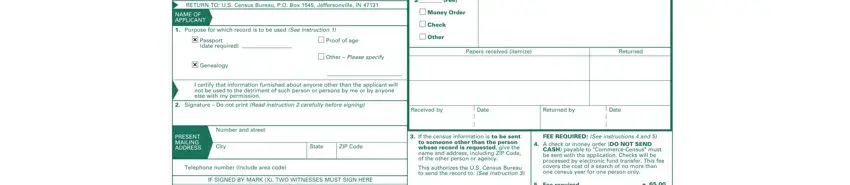 Part 1 of BC-600 census records search form - personal details section