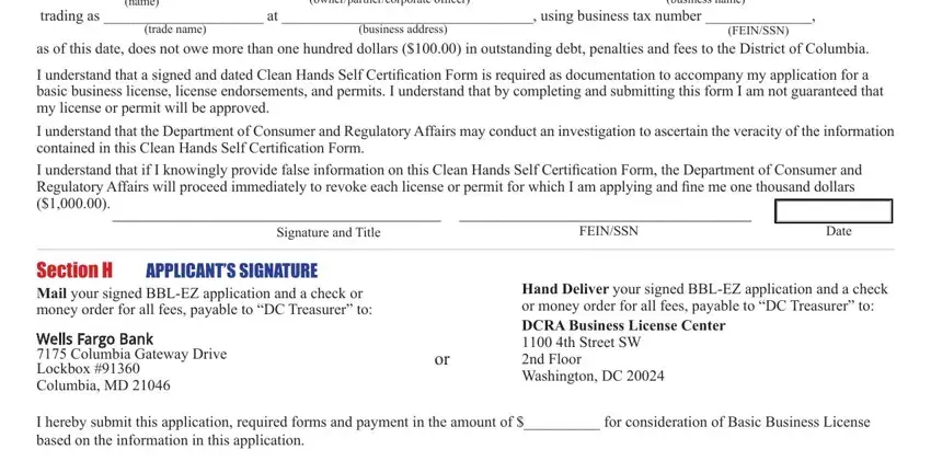 How to fill out bbl ez form washington dc stage 5