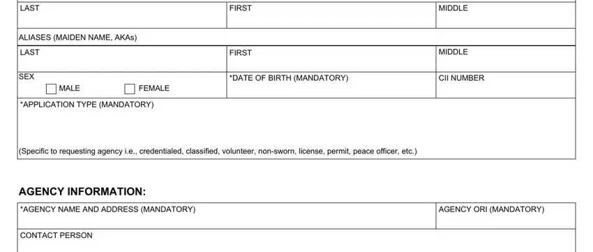BCIA 8302 form - applicant fields completion step 1