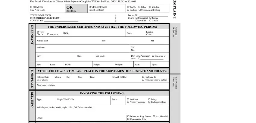 Step no. 1 in submitting oregon uniform complaint