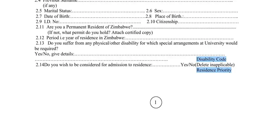 Step 2 of the Bindura University Application Form - education certificates section