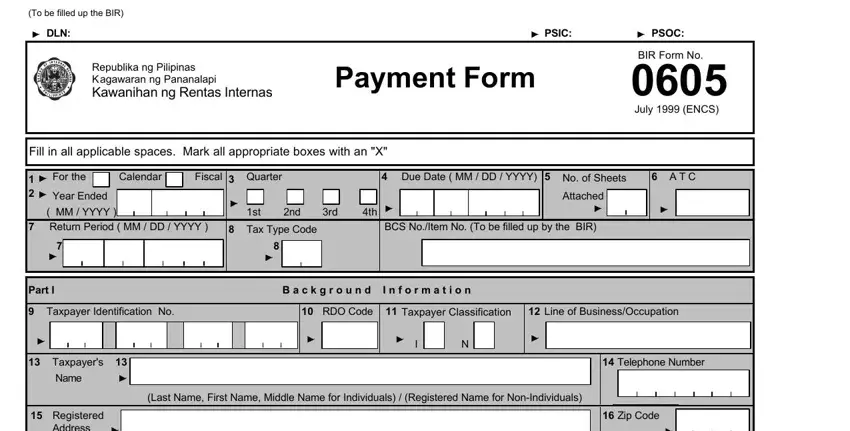 Tips on how to fill out bir 0605 stage 1