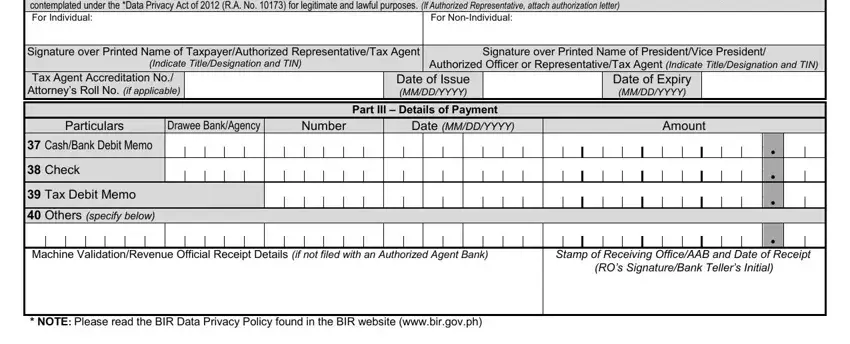Writing segment 3 in bir 1601 c form