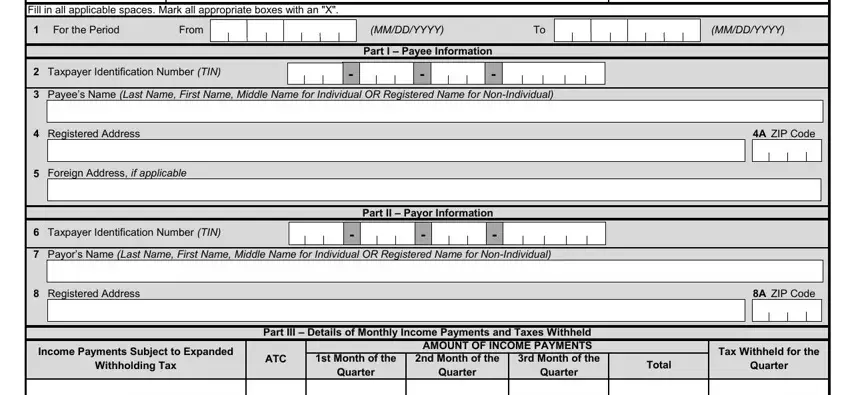 Stage # 1 in filling in form 2307