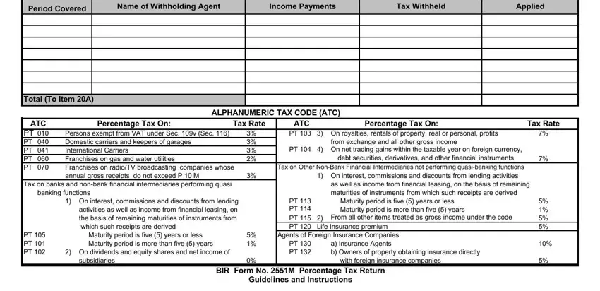 BIR Form 2551M supplementary schedule for tax withheld