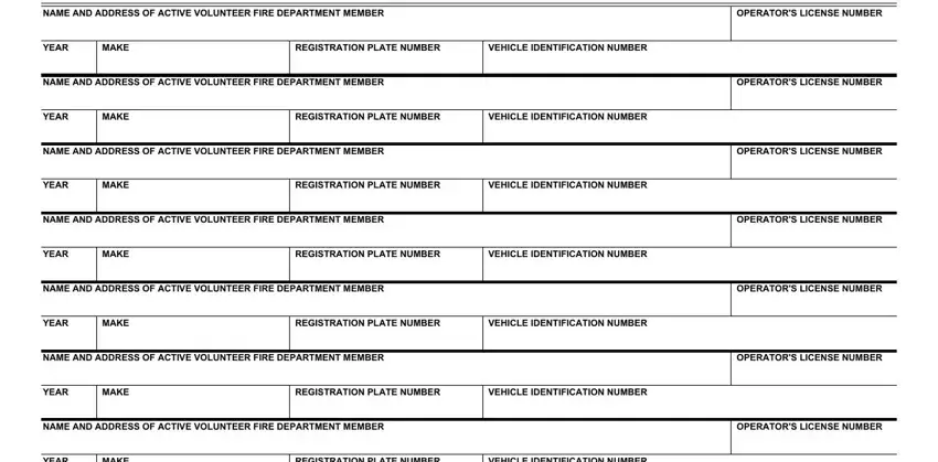 Blue light permit certification form showing fields for volunteer name and address