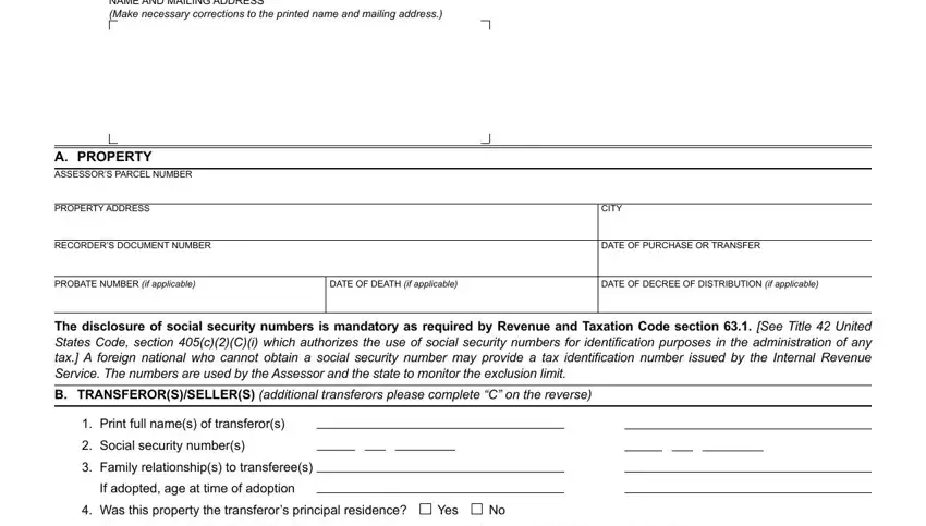 Part number 1 of filling in exclusion transfer