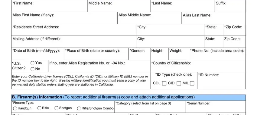 Completing Part 1 of the BOF 4010A form