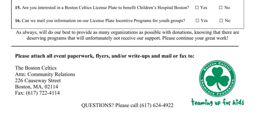 Step 2 guide: Fill in event details and donation type on the Celtics form