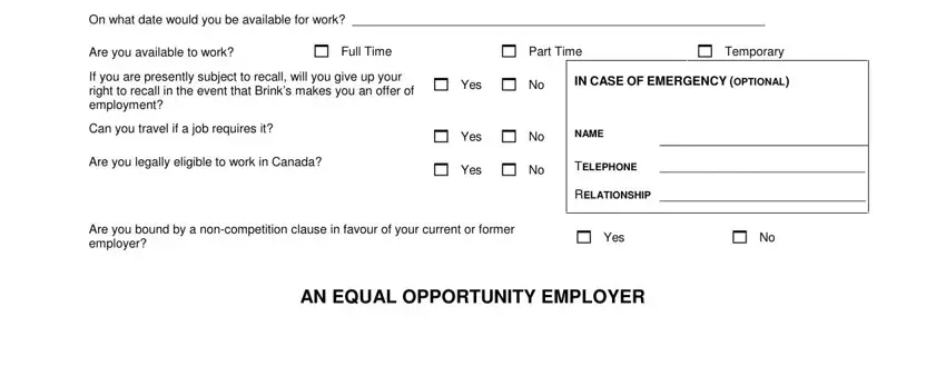 Step 2 availability and emergency contact fields