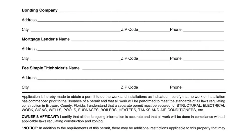 Completing section 4 of the plumbing permit application