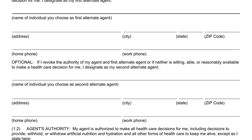 California Advance Healthcare Directive step 2 - agent details