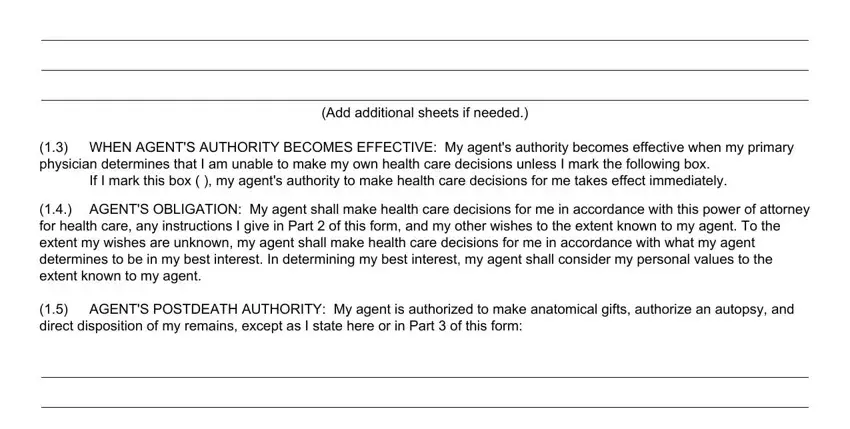 California Advance Healthcare Directive step 3 - agent authority