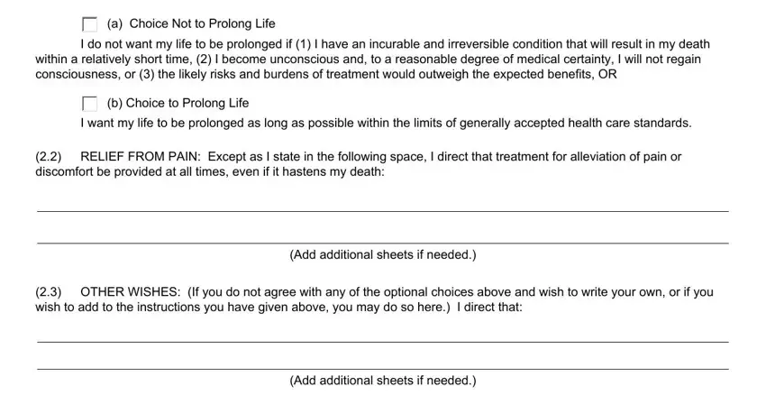California Advance Healthcare Directive step 4 - healthcare wishes