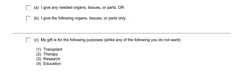 California Advance Healthcare Directive step 5 - organ donation