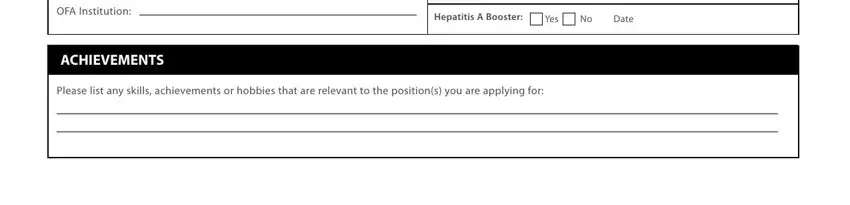 Certifications, Food Safe, and achievements fields in the application