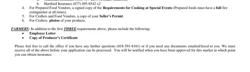 Filling out section 1 of the Calabasas Farmers Market Vendor Form