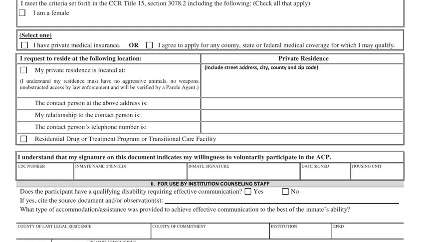 Stage no. 1 in submitting department corrections acp online