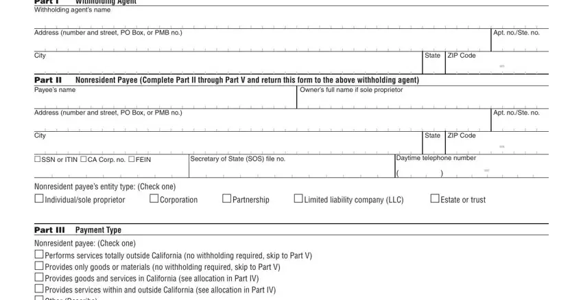 Step 1 in completing California Form 587
