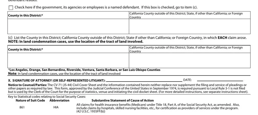 Signature and date fields in Section X of California Form CV-71