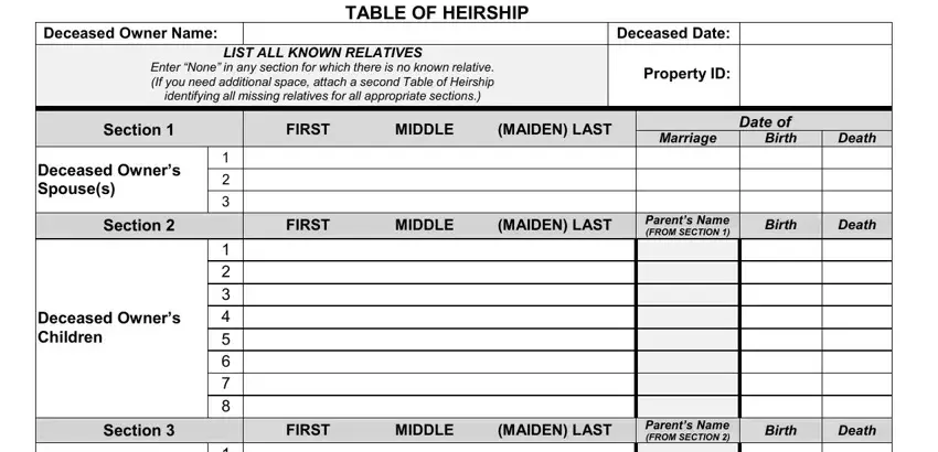 Step number 1 of submitting california table heirship