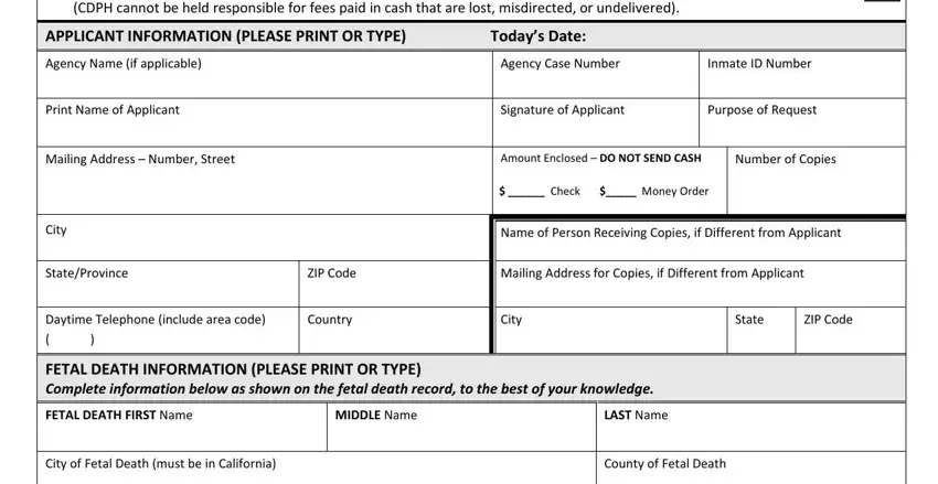 California Form VS 12 application completion process (stage 1)