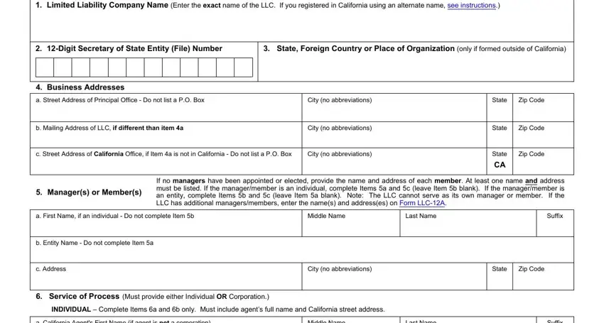 Filling out segment 3 in llc 12 online form