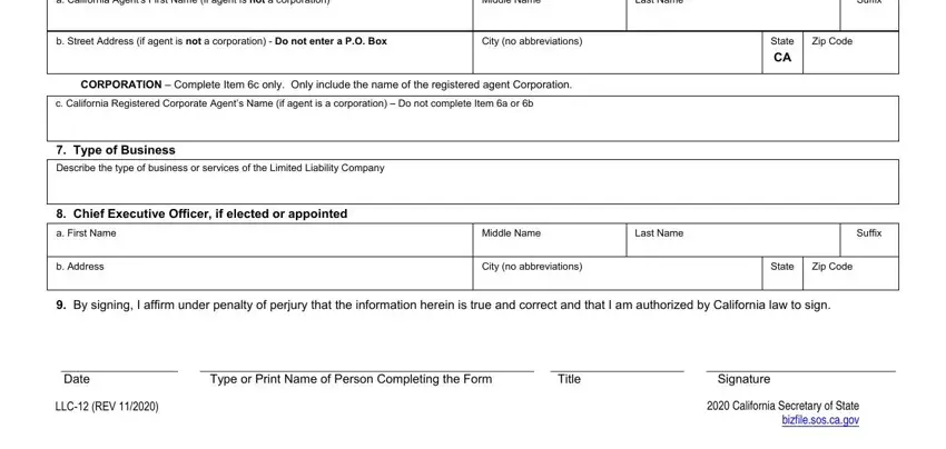 Stage number 4 of filling in llc 12 online form