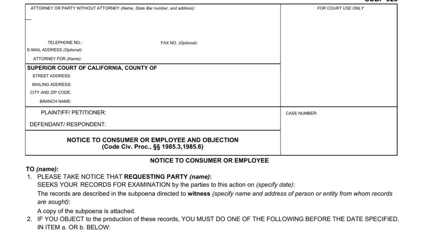 Writing part 1 of ca objection form online