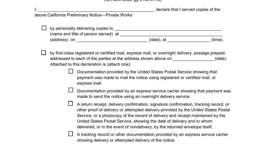 Stage no. 3 in completing california notice private
