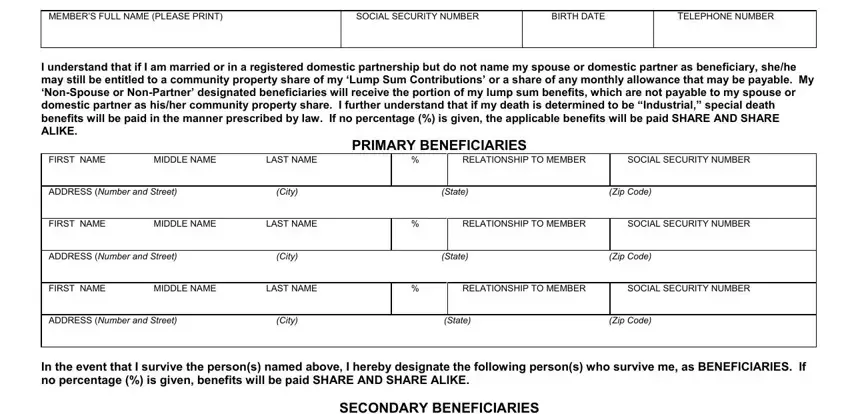 Filling in section 1 of pers bsd 800