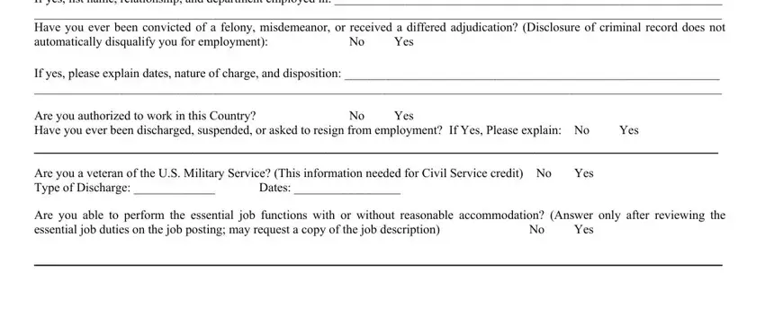 Filling in the employment eligibility section